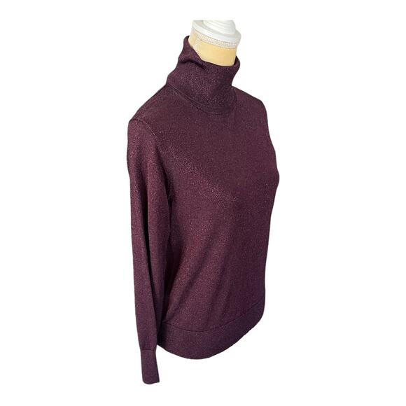 Kate Spade Purple Maroon Sparkly Metallic Turtleneck Sweater EUC Size Medium - Picture 2 of 5